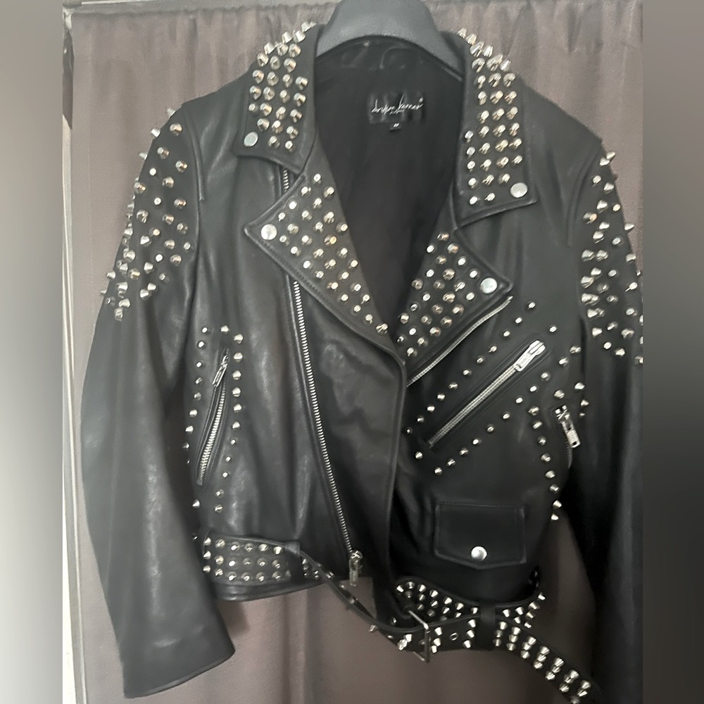 Christian benner real leather motorcycle jacket unisex size medium